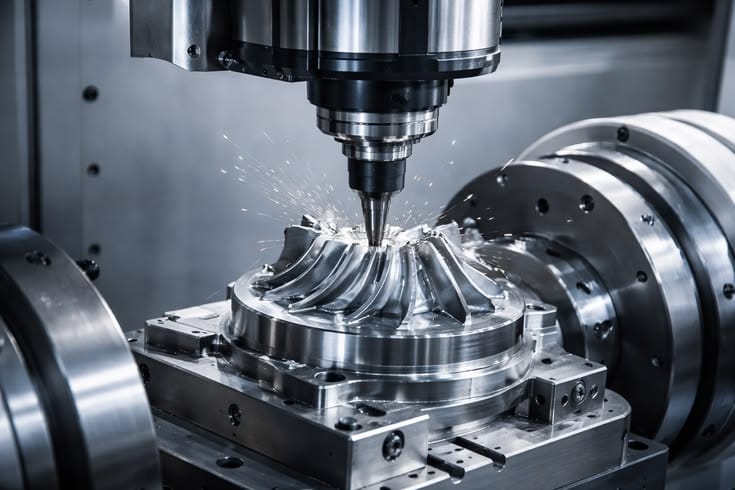 Multi-axis machining of a precision impeller
